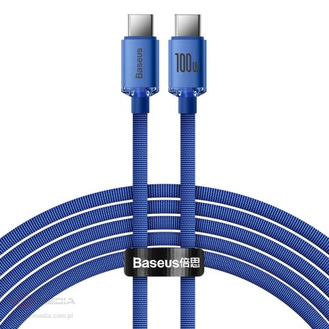 Kabel Baseus CAJY000703 USB-C - USB-C PD 100W 480Mb/s 2m - niebieski