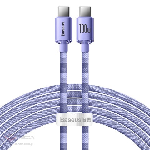 Kabel Baseus CAJY000705 USB-C - USB-C PD QC 100W 5A 480Mb/s 2m - fioletowy