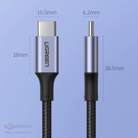 Kabel Ugreen US316 90120 USB-C - USB-C PD QC FCP 100W 5A 480Mb/s 3m - szary