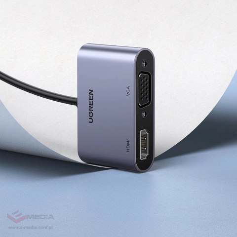 Przejściówka Ugreen CM449 USB - HDMI 1.3 (1920x1080 60Hz), VGA 1.2 (1920x1080 60Hz) - szara