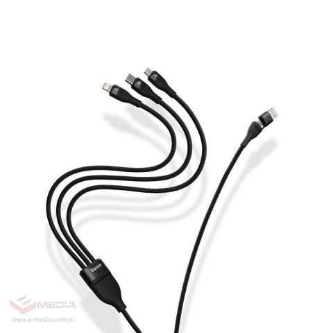 Baseus Flash Series II kabel USB Typ C / USB Typ A - USB Typ C / Lightning / micro USB 100 W 1,2 m czarny (CASS030101)