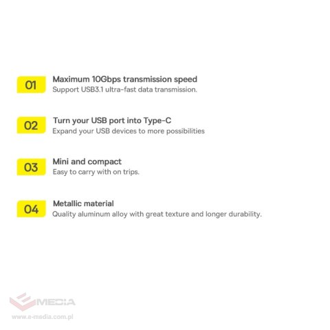 Baseus Ingenuity Series Mini przejściówka adapter USB 3.1 OTG do USB Typ C czarny (ZJJQ000101)