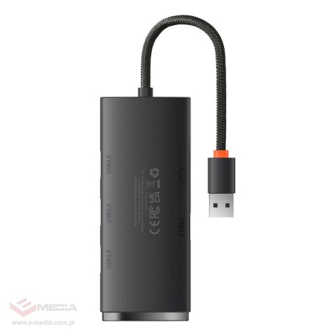 Baseus Lite Series HUB 4-Portowy (USB-A do 4xUSB-A 3.0) 0.25m czarny (WKQX030001)