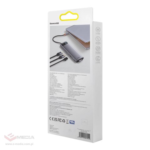 Baseus Metal Gleam wielofunkcyjny HUB USB Typ C 12w1 HDMI / DP / USB Typ C / minijack 3.5mm / RJ45 / SD (WKWG020213)
