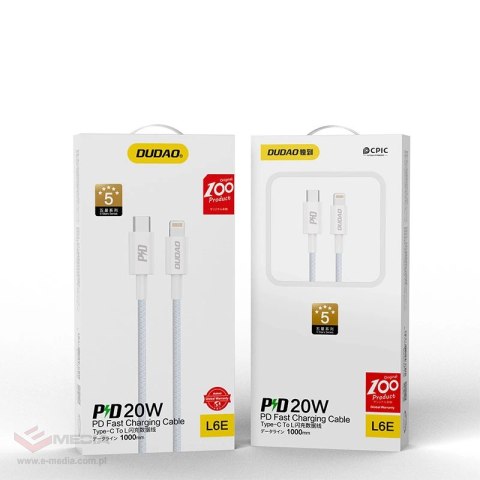 Dudao L6E kabel USB Typ C - Lightning PD 20W 1m biały (L6E)