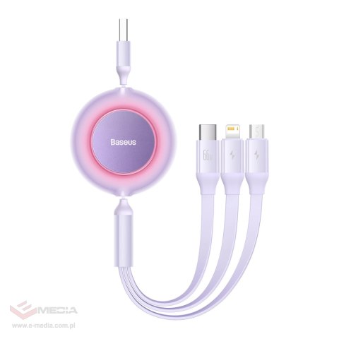 Kabel Baseus Bright Mirror 2 CAMJ010105 zwijany 3w1 USB-A - micro USB / Lightning / USB-C 66W 1.1m - fioletowy