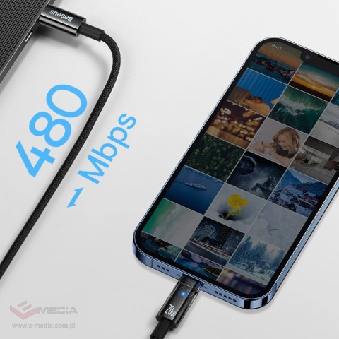 Kabel Baseus CATS000003 Lightning - USB-C 20W 480Mb/s 1m - niebieski