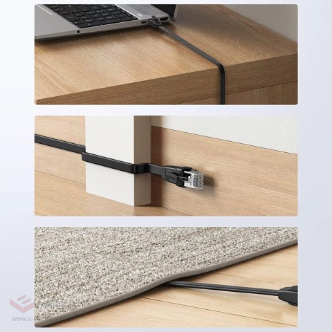 Kabel Ugreen NW102 50179 płaski sieciowy LAN Ethernet Cat. 6 12m - czarny