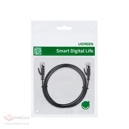 Kabel Ugreen NW102 50179 płaski sieciowy LAN Ethernet Cat. 6 12m - czarny