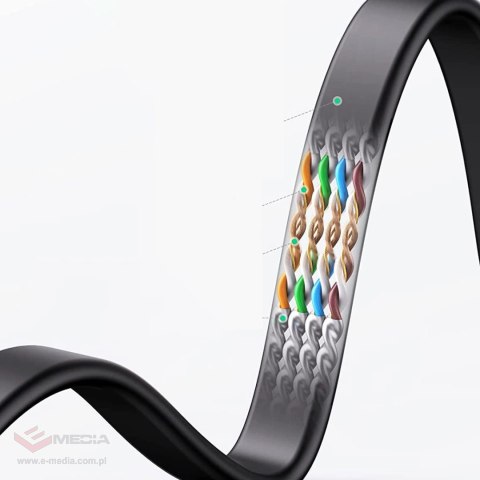 Kabel Ugreen NW102 50179 płaski sieciowy LAN Ethernet Cat. 6 12m - czarny