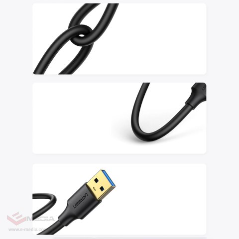 Kabel Ugreen US128 90576 USB-A 3.0 / USB-A 3.0 5Gb/s 3m - czarny