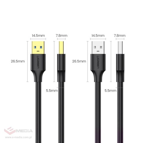 Kabel Ugreen US128 90576 USB-A 3.0 / USB-A 3.0 5Gb/s 3m - czarny