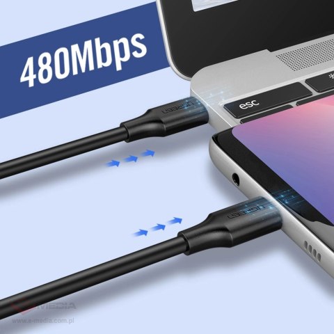 Kabel Ugreen US286 USB-C - USB-C PD QC 3A 480Mb/s 2m - czarny