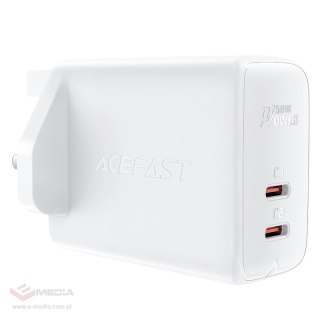 Acefast ładowarka sieciowa GaN (wtyczka UK) 2x USB Typ C 50W, Power Delivery, PPS, Q3 3.0, AFC, FCP (A32 UK)