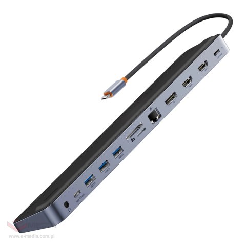 Baseus EliteJoy Gen2 uniwersalny HUB USB 12w1 z kablem USB-C 25cm podstawka pod notebook USB-A / USB-C / DP / HDMI / SD / TF / R