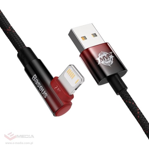 Baseus MVP 2 Elbow kątowy kabel przewód z bocznym wtykiem USB / Lightning 1m 2.4A czerwony (CAVP000020)