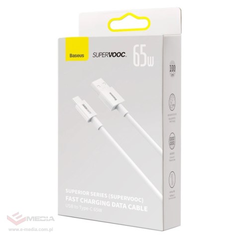 Baseus Superior Series kabel SUPERVOOC USB-A do USB-C 65W 1m biały