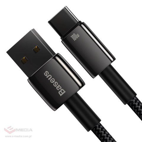 Baseus Tungsten Gold kabel USB-A - USB-C 480Mb/s 100W 1m czarny (CAWJ000001)