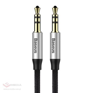 Baseus Yiven M30 kabel audio stereo AUX 3,5 mm męski mini jack 1,5m srebrno-czarny (CAM30-CS1)