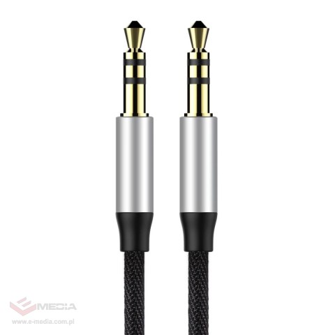 Baseus Yiven M30 kabel audio stereo AUX 3,5 mm męski mini jack 1,5m srebrno-czarny (CAM30-CS1)