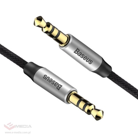 Baseus Yiven M30 kabel audio stereo AUX 3,5 mm męski mini jack 1,5m srebrno-czarny (CAM30-CS1)