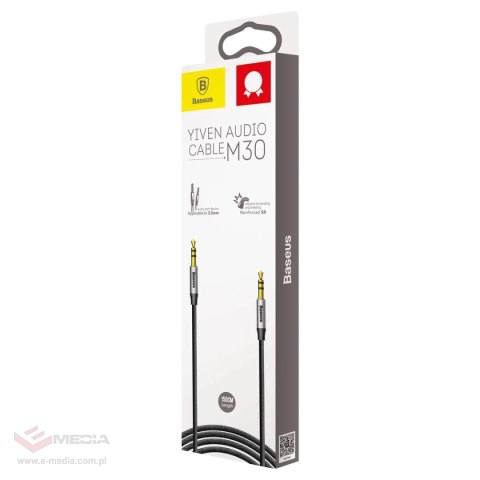 Baseus Yiven M30 kabel audio stereo AUX 3,5 mm męski mini jack 1,5m srebrno-czarny (CAM30-CS1)