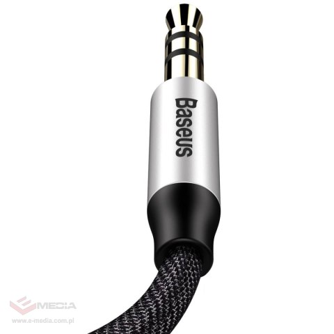 Baseus Yiven M30 kabel audio stereo AUX 3,5 mm męski mini jack 1,5m srebrno-czarny (CAM30-CS1)