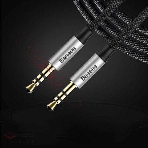 Baseus Yiven M30 kabel audio stereo AUX 3,5 mm męski mini jack 1m srebrno-czarny (CAM30-BS1)