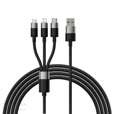 Kabel 3w1 USB - micro USB / Lightning / USB C 3.5A 1.2m Baseus StarSpeed - czarny