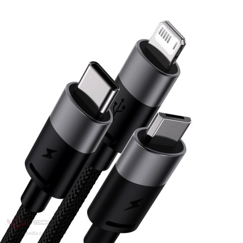 Kabel 3w1 USB - micro USB / Lightning / USB C 3.5A 1.2m Baseus StarSpeed - czarny