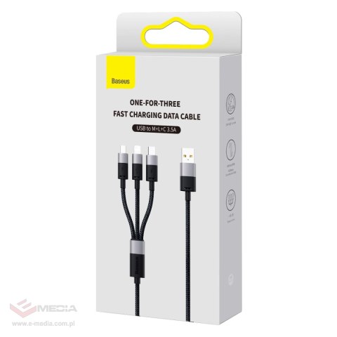 Kabel 3w1 USB - micro USB / Lightning / USB C 3.5A 1.2m Baseus StarSpeed - czarny