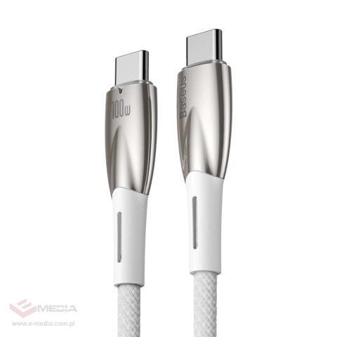 Kabel Baseus CADH000802 USB-C - USB-C PD 100W 5A 480Mb/s 2m - biały