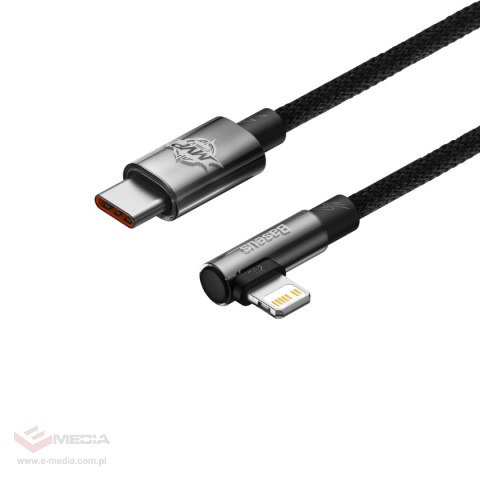 Kabel Baseus CAVP000201 kątowy Lightning - USB-C 20W 480Mb/s 1m - czarny