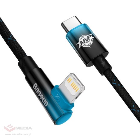 Kabel Baseus CAVP000221 kątowy Lightning - USB-C PD 20W 480Mb/s 1m - niebieski