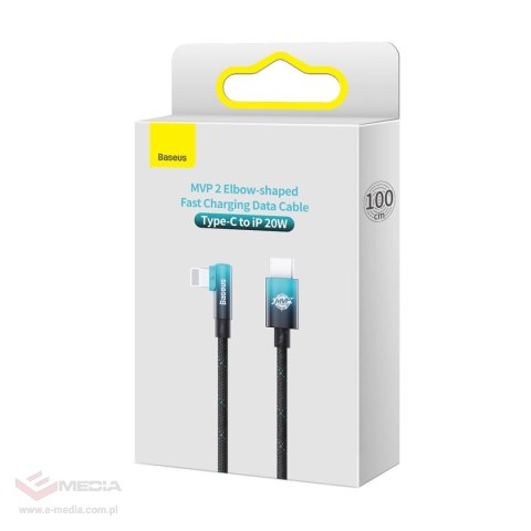 Kabel Baseus CAVP000221 kątowy Lightning - USB-C PD 20W 480Mb/s 1m - niebieski