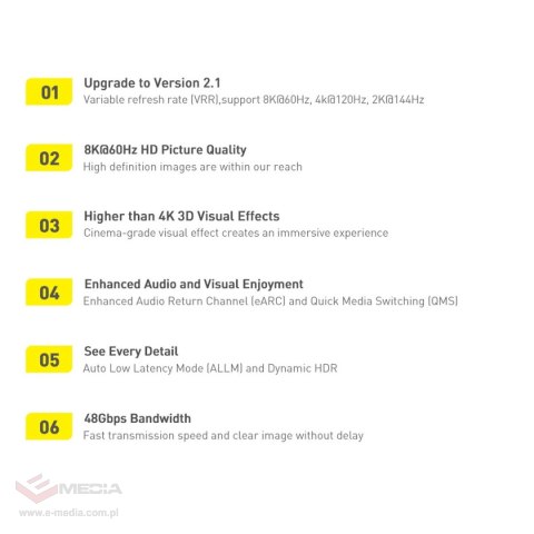 Kabel HDMI 2.1 8K 1.5m Baseus High Definition Series - czarny