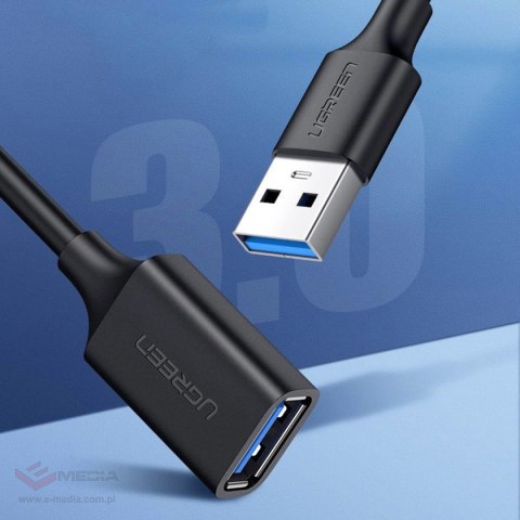 Ugreen kabel przedłużacz przejściówka USB-A (męski) - USB-A (żeński) USB 3.0 5Gb/s 0.5m czarny (US129)