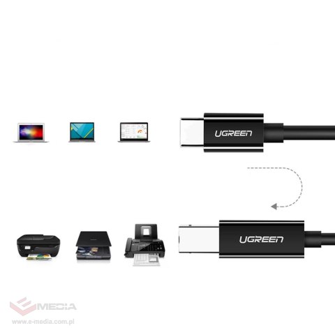 Ugreen kabel przewód do drukarki USB-C - USB-B 480Mb/s 2m czarny (US241)