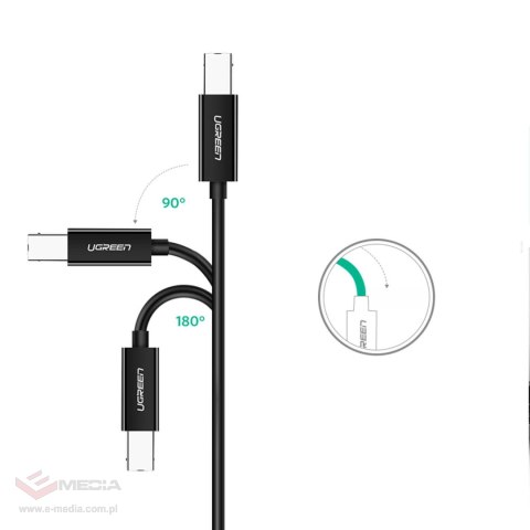 Ugreen kabel przewód do drukarki USB-C - USB-B 480Mb/s 2m czarny (US241)