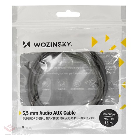 Wozinsky kabel AUX kątowy (męski-męski) kabel mini jack 3 m czarny