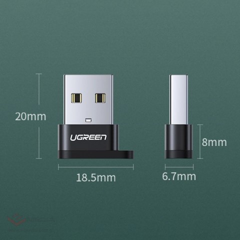 Adapter Ugreen US280 50568 USB-C 3.1 (żeński) / USB-A 2.0 (męski) - czarny