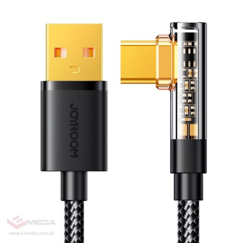 Kabel Joyroom Gaming Cable S-UC027A6 USB-C (kątowy) / USB-A (prosty) 3A 1.2 m - czarny