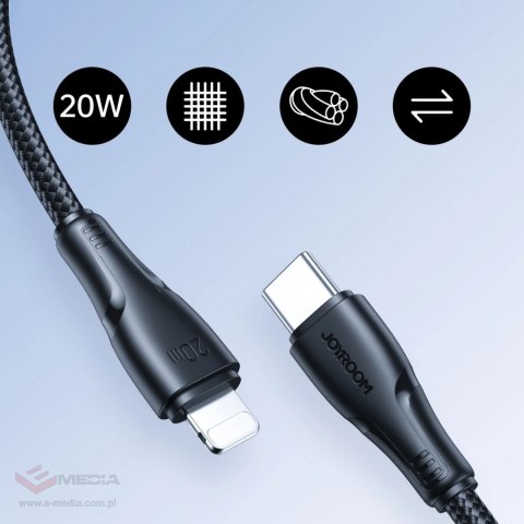 Kabel Joyroom Surpass Series A11 Lightning / USB-C 20W 0.25 m - czarny