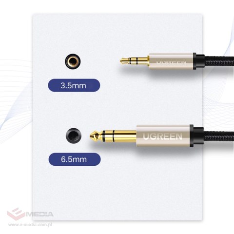 Kabel Ugreen AV127 10628 audio TRS mini jack 3,5mm / jack 6,35mm 2m - szary