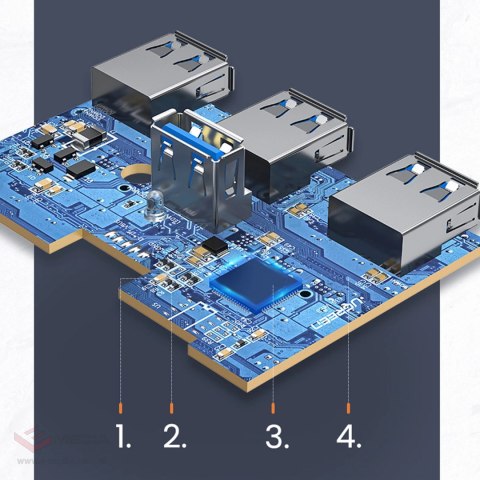 Ugreen HUB 4w1 USB-C - 4xUSB 3.0 5Gb/s 1m czarny (CR113)