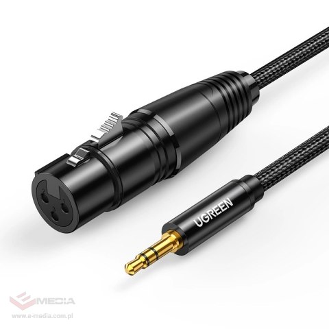 Ugreen kabel audio 3.5mm mini jack (męski) - XLR (żeński) 1m czarny (AV182)