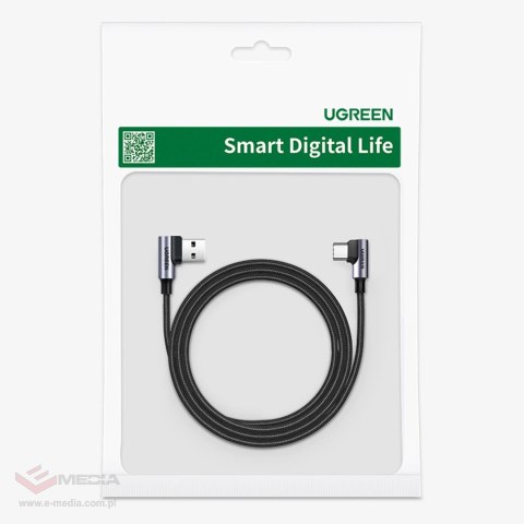 Ugreen kabel kątowy 90° USB C - USB 2.0 480Mb/s 3A 3m czarny (US176)