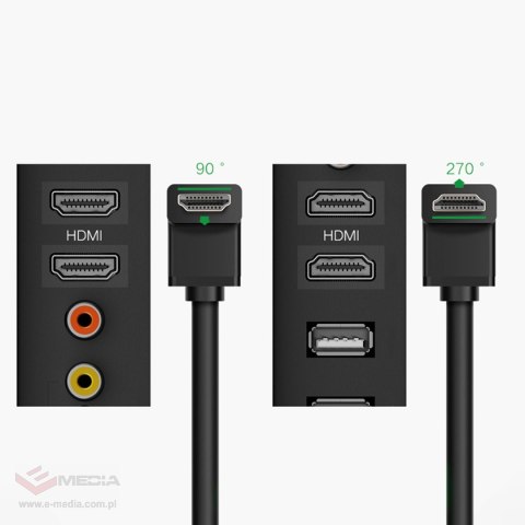 Ugreen kątowy kabel HDMI (90°) 4K 2m czarny (HD103)