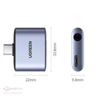 Adapter audio Ugreen CM231 USB-C mini jack 3,5 mm - szary