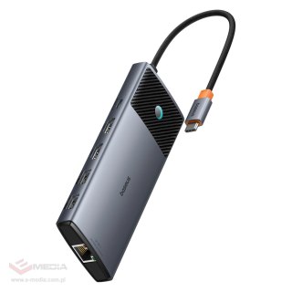 HUB 10w1 Baseus Metal Gleam II USB-C - HDMI 4K 120Hz / HDMI 4K 60Hz / USB-A 3.2 / 2x USB-A / USB-C 3.2 / RJ45 / czytnik SD, TF /